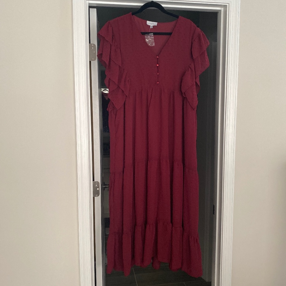 Plus Size Burgundy Maxi Dress
